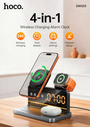 15W 4-in-1 Magnetic Wireless Fast Charger, with Alarm Clock, Ambient Lighting, Compact Foldable Design (DWQ03)