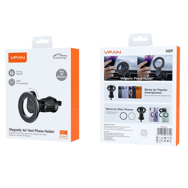 Magnetic Air Vent Phone Mount with 360' Rotation, Hook Locking (H09)