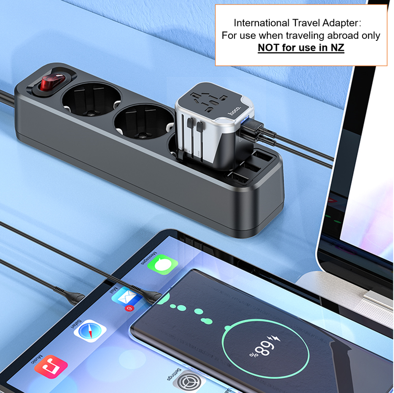 International Travel Power Adapter w/ 2 USB (AC5)