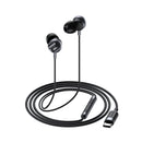 In-Ear Style USB-C Earphone Universal w/ Digital Microchip, Silicon Wire (L6) Black