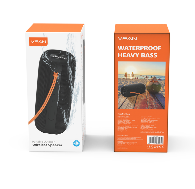 30W Bluetooth Speaker w/ Deep Bass, Strap, IPX6 Waterproof (BS08)
