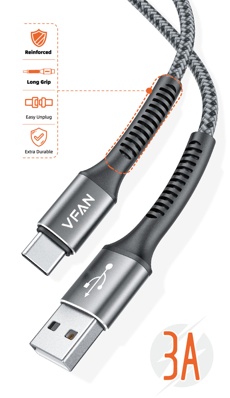 Super Fast Charging Cable with Reinforced Long Grip (X22) - 60W Type C to Type C (2 Meter)