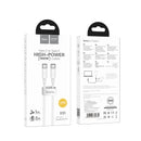 100W Premium White Super Fast Charging Cable, with E-Marker Microchip (X51) USB C to USB C