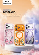 Keephone Roseland Premium 3D Crystal Rose Case | MagSafe Compatible | iPhone 17 Series (ROSELAND)