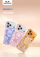Keephone Iceland Premium Sparkling Glitter Case with 3D Diamond Shell Design | MagSafe Compatible | iPhone 17 Series (ICELAND)