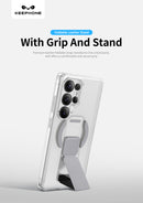 Keephone SnapGrip Premium Ultra Clear Case with Foldable Leather Kickstand | MagSafe Compatible - Galaxy S26 Ultra (Black) (SNAPGRIP)