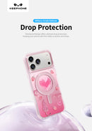 Keephone Peachy Premium 3D Diamond Heart Case | MagSafe Compatible | iPhone 17 Series (PEACHY)