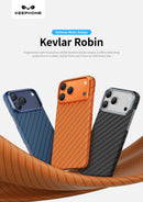 Keephone Robin Genuine Kevlar Case with Classic Stripe | 1500D Aramid Fiber & MagSafe Compatible | iPhone 17 Series (ROBIN)