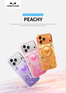 Keephone Peachy Premium 3D Diamond Heart Case | MagSafe Compatible | iPhone 17 Series (PEACHY)