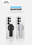 Keephone SnapGrip Premium Ultra Clear Case with Foldable Leather Kickstand | MagSafe Compatible - Galaxy S26 Ultra (Black) (SNAPGRIP)