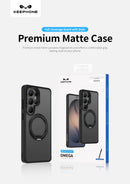 Keephone Omega Premium Matte Clear Case with 360° Ring Stand, Anti-Smudge | MagSafe Compatible - Galaxy S26 Ultra (Black) (OMEGA)