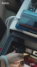 48W FM Car Kit with PD+QC, LED Display, LED Light, MicroSD Card Input (E89)