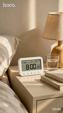 Digital LCD Alarm Clock with Indoor Thermometer & Calendar Display (HX44)