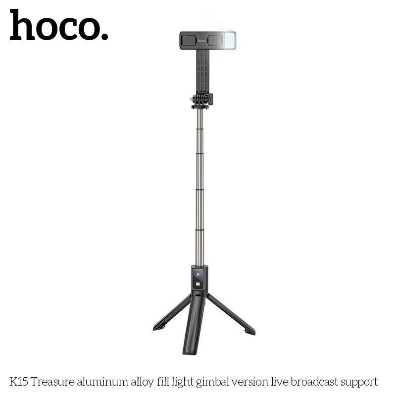 Premium Selfie Stick w/ Camera Mount, Tripod, LED Light (K15)