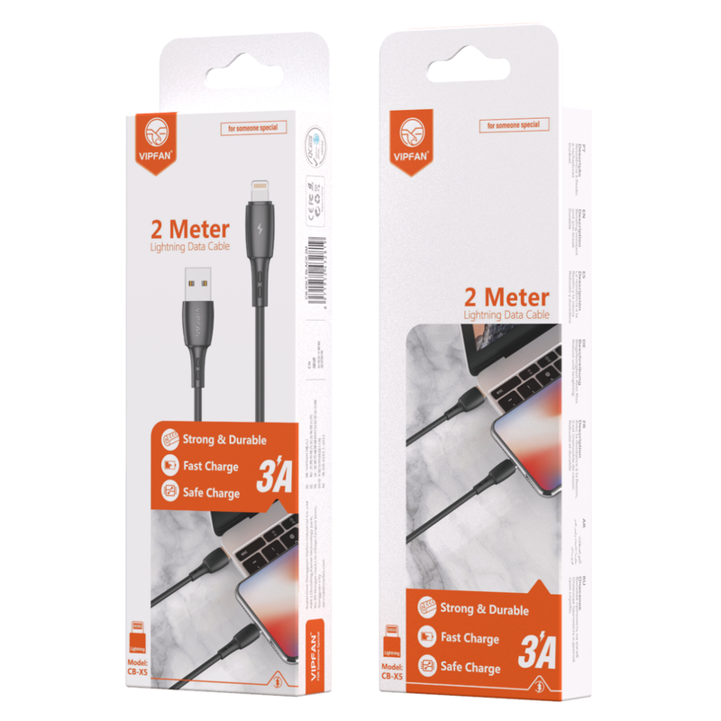 3A Fast & Safe Charge Cable w/ 2M & 3M (X5) - 2M iOS